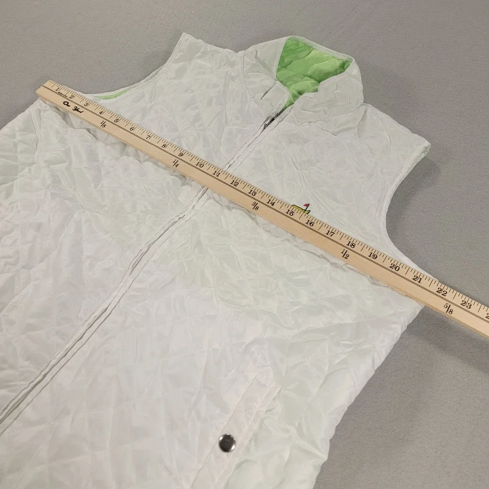 Magnolia Lane Masters Golf Quilted Reversible Puffer Vest White Green Women's L